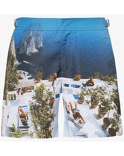 Orlebar Brown Bulldog Graphic-print Swim Shorts - Blue