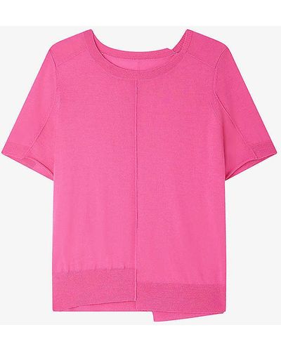 Soeur Azul Relaxed-fit Round-neck Merino-wool T-shirt - Pink