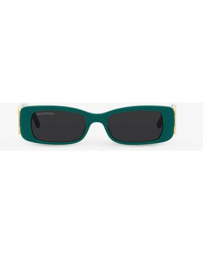 Balenciaga Bb0096s Rectangular-frame Acetate Sunglasses - Green