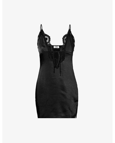 4th & Reckless Lancey V-neck Satin Mini Dress - Black