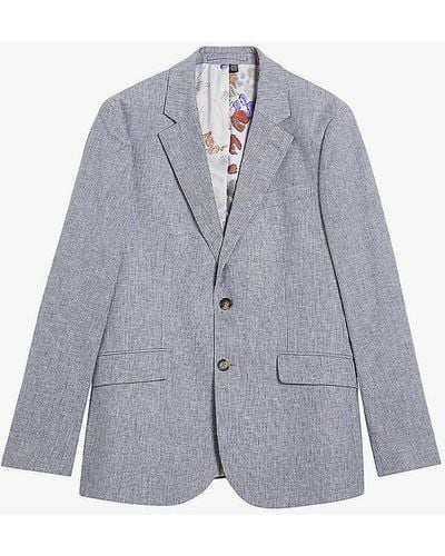 Ted Baker Frankj Slim-fit Stretch Cotton-blend Blazer - Blue