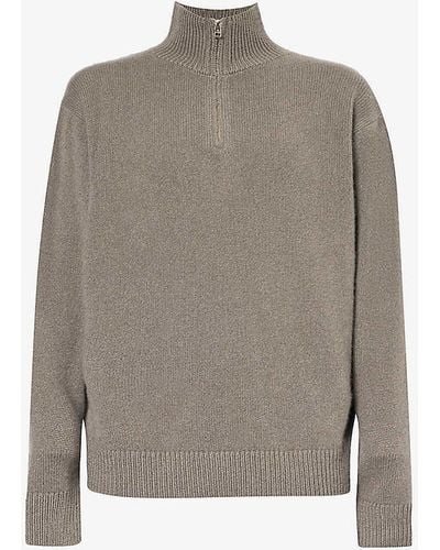 The Elder Statesman Relaxed-fit Funnel-neck Cashmere Jumper - Grey