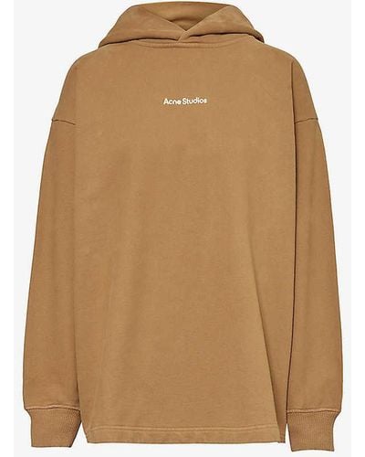 Acne Studios Stamp Logo-embroidered Cotton-jersey Hoody - Natural