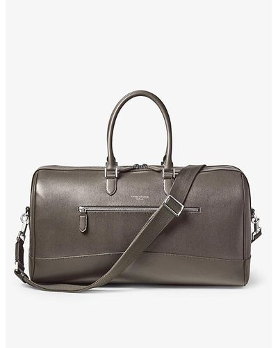 Aspinal of London City Full-grain Leather Holdall - Gray