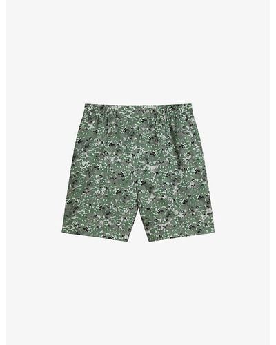 Ted Baker Kita Floral Camouflage-print Recycled-polyester Swim Shorts - Green