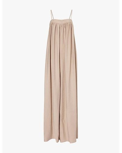 Frankie Shop Maude Gathered Woven Jumpsuit - Natural