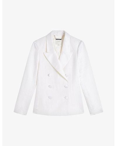 Ted Baker Astaa Double-breasted Woven Blazer - White