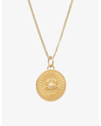 Rachel Jackson Zodiac Coin Cancer Short 22ct Gold-plated Sterling Silver Necklace - Metallic