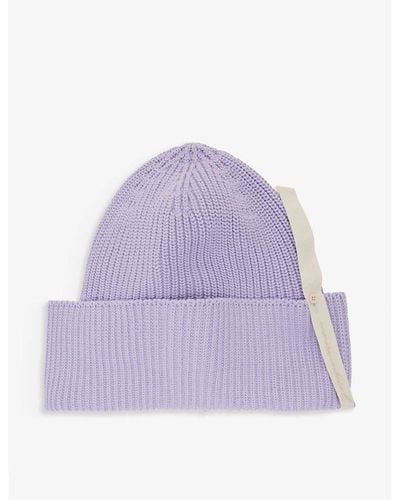 Jacquemus Le Bonnet Pipa Brand-embroidered Cotton Knitted Beanie - Purple