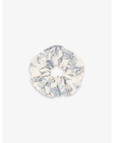 Sandro Floral-print Elasticated Woven Scrunchie - White
