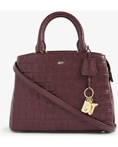 DKNY Elissa Crocodile-embossed Leather Top-handle Bag - Purple