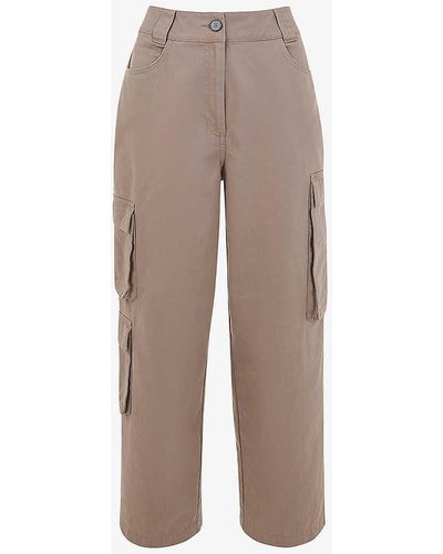 Whistles Phoebe Regular-fit High-rise Cotton Trousers - Natural
