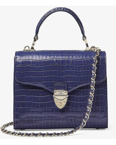 Aspinal of London Mayfair Medium Croc-embossed Leather Top-handle Bag - Blue