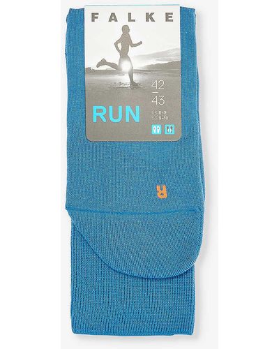 FALKE Run Logo-print Cotton-blend Knitted Socks - Blue