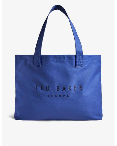 Ted Baker Logo-print Cotton Tote Bag - Blue