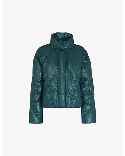 Whistles Elkie Quilted Glossy Shell Jacket - Green