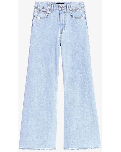 Maje Wide-leg High-rise Stretch-denim Jeans - Blue