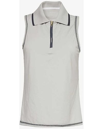 Varley Cammie Contrast-stitch Stretch-woven T-shirt X - Grey