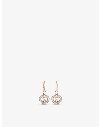Chopard Happy Diamonds 18ct Rose Gold And 0.38ct Diamond Earrings - White