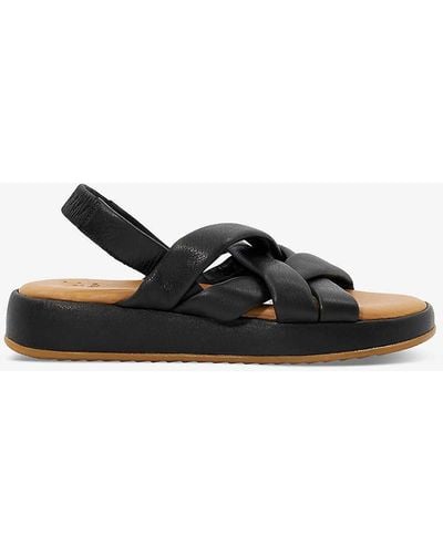 Dune Laters Cross-weave Leather Sandals - Black