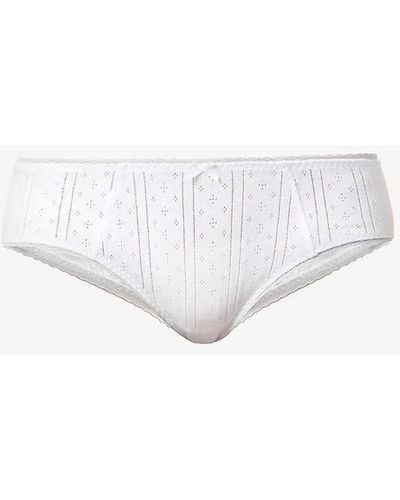 Cou Cou Intimates The Cosy Pointelle-pattern Organic-cotton Brief - White