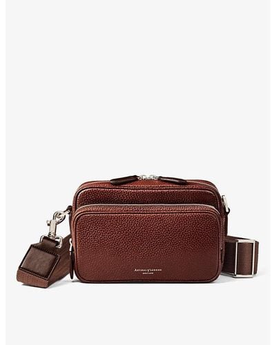 Aspinal of London Reporter Logo-embellished Leather Cross-body Bag - Brown