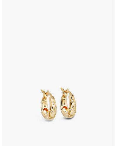 Astley Clarke Celestial Mini Star-engraved 18ct Yellow Gold-plated Vermeil Sterling-silver And White Sapphire Hoop Earrings - Metallic