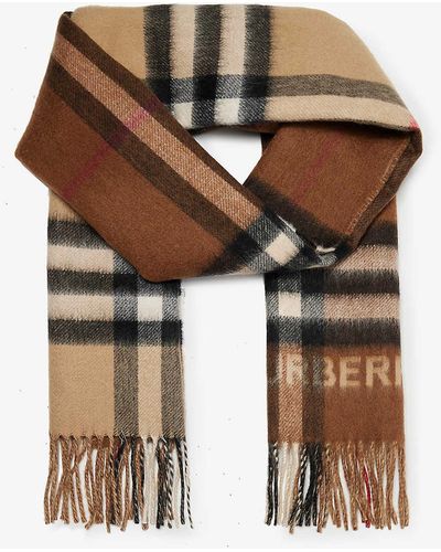 Burberry Giant Check Tasselled-trim Cashmere Scarf - Multicolour