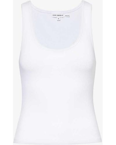 GOOD AMERICAN Heritage Ribbed Stretch-cotton Top - White