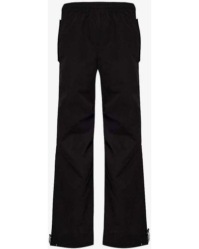 Represent Brand-embroidered Wide-leg Cotton-blend Trousers - Black