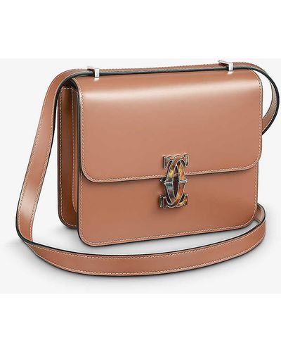 Cartier C De Mini Leather Shoulder Bag - Brown