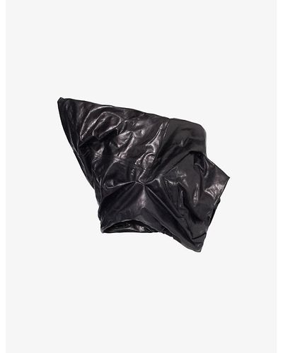 Rick Owens Gathered Asymmetrical Leather Bustier Top - Black