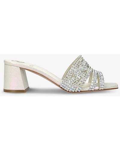 Gina Utah Crystal-embellished Leather Sandals - White