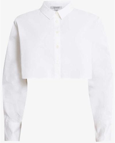 AllSaints Averie Relaxed-fit Organic-cotton Shirt - White