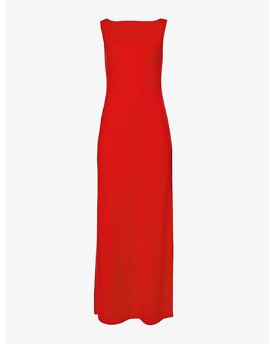 Reformation Raine Boat-neck Stretch-jersey Maxi Dress - Red