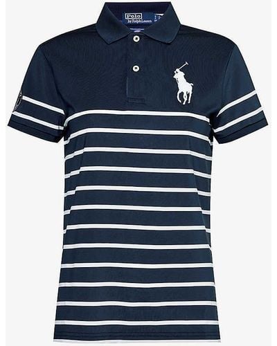 Polo Ralph Lauren X Wimbledon Stretch-recycled-polyester Polo Shirt - Blue