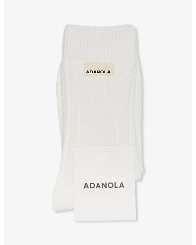 ADANOLA Logo-pattern Stretch Cotton-blend Socks - White