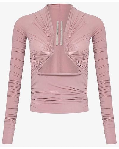 Rick Owens Prong Cut-out Stretch-woven Top - Pink