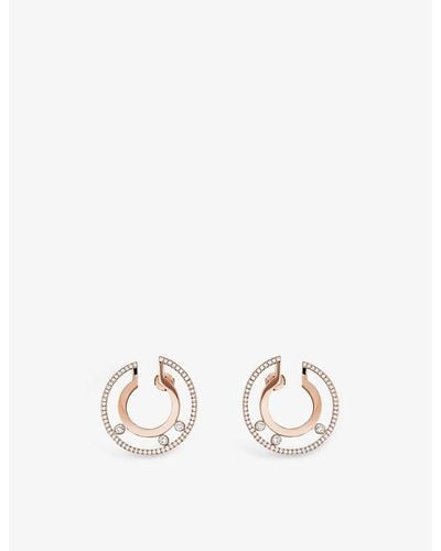 Messika Move Romane 18ct Rose-gold And Diamond Earrings - Metallic