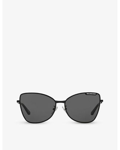 Balenciaga Bb0278s Butterfly-frame Metal Sunglasses - Gray