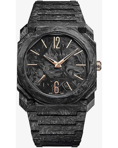 BVLGARI Unisex Re00014 Octo Finissimo Carbon Automatic Watch - Black