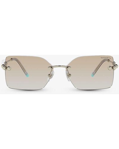 Tiffany & Co. Tf3088 Rectangle-frame Acetate And Metal Sunglasses - White