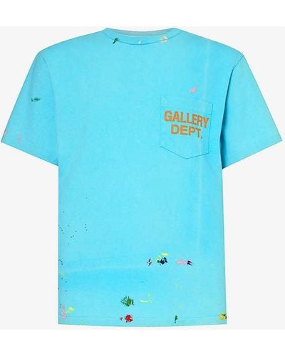 GALLERY DEPT. Vintage Paint Ribbed-trim Cotton-jersey T-shirt - Blue