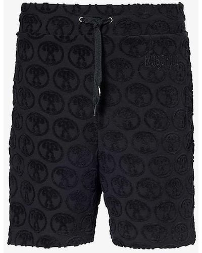 Moschino Branded Drawstring-waist Cotton-blend Jersey Shorts - Blue