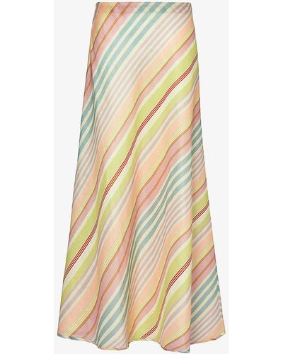 Zimmermann Stripe Halliday Striped Linen Maxi Skirt - Yellow