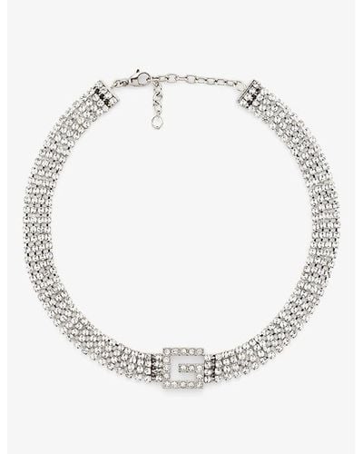 Gucci Crystal-embellished Palladium-toned Necklace - White