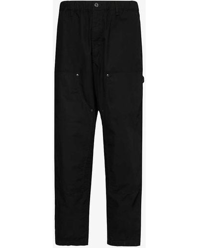 Yohji Yamamoto Wide-leg Mid-rise Cotton Trousers - Black