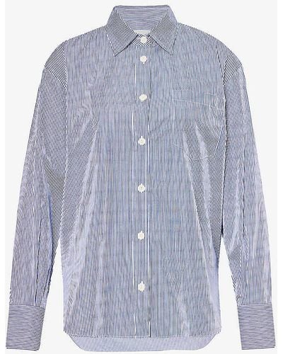 Maria McManus Striped Patch-pocket Oversized-fit Organic-cotton Shirt - Blue