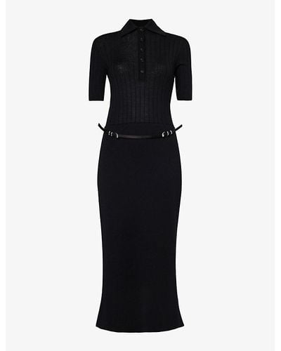 Givenchy Logo-embroidered Wool Knitted Midi Dress - Black