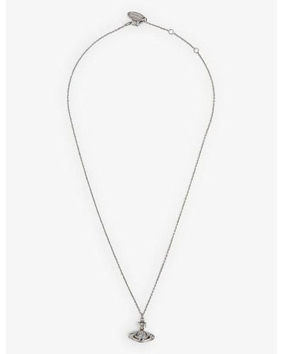 Vivienne Westwood Pina Bas Relief Silver-tone Brass And Cubic Zirconia Pendant Necklace - Metallic